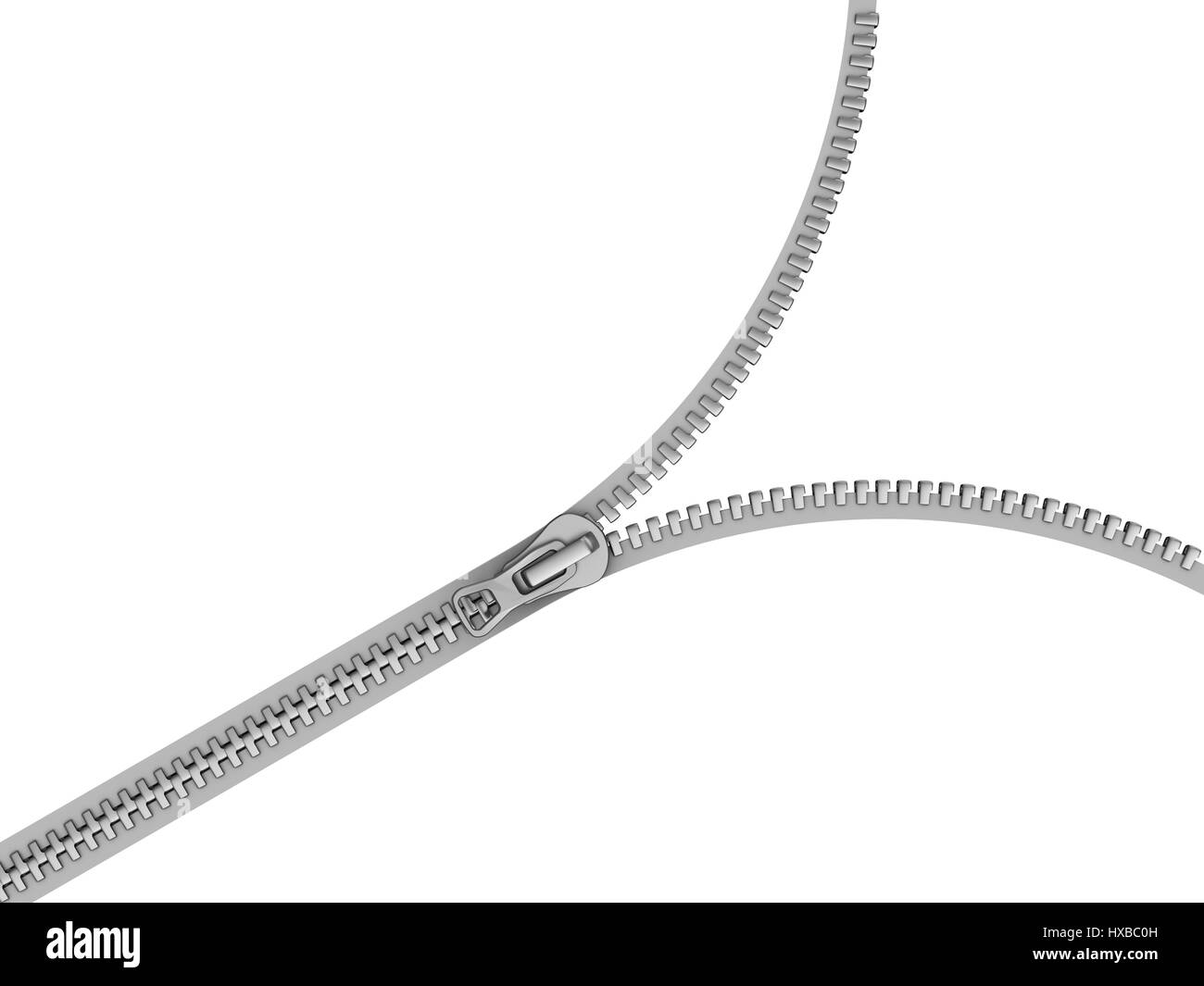 3d illustration of zipper opening with white color inside Stock Photo