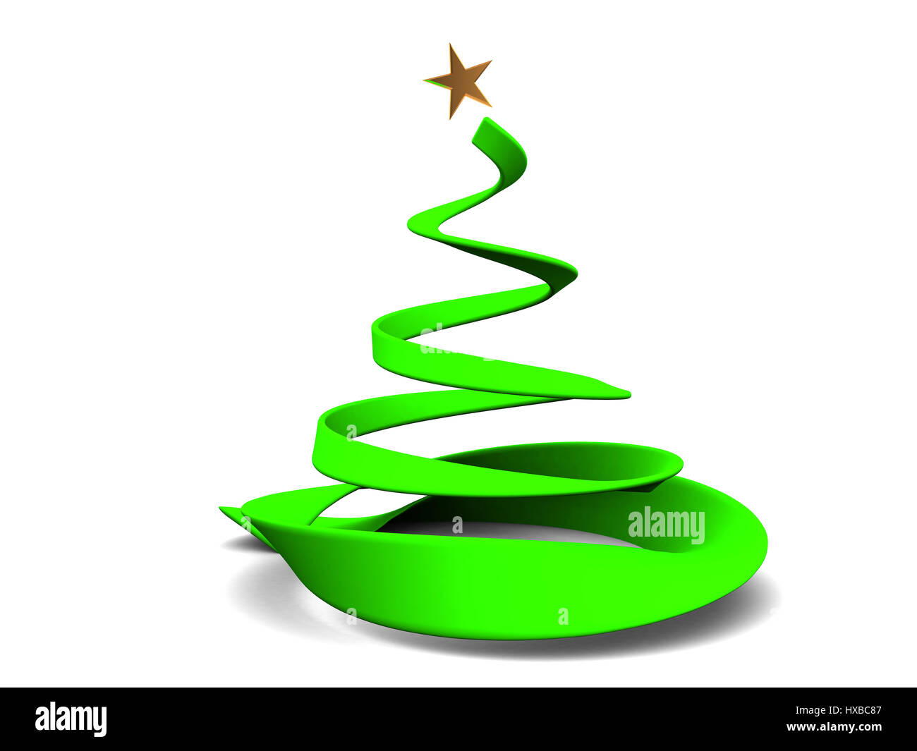 abstract 3d illustration of stylized christmas tree over white ...