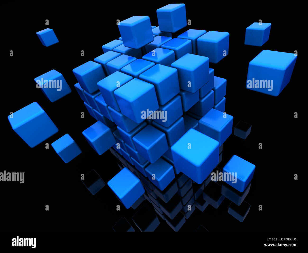 abstract 3d illustration of cube structure built from blocks Stock ...