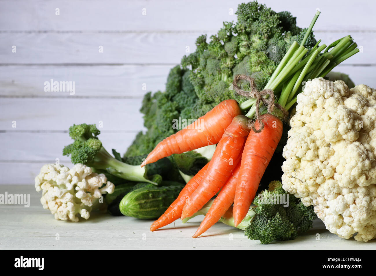 Fresh vegetables rustic wooden background Stock Photo - Alamy