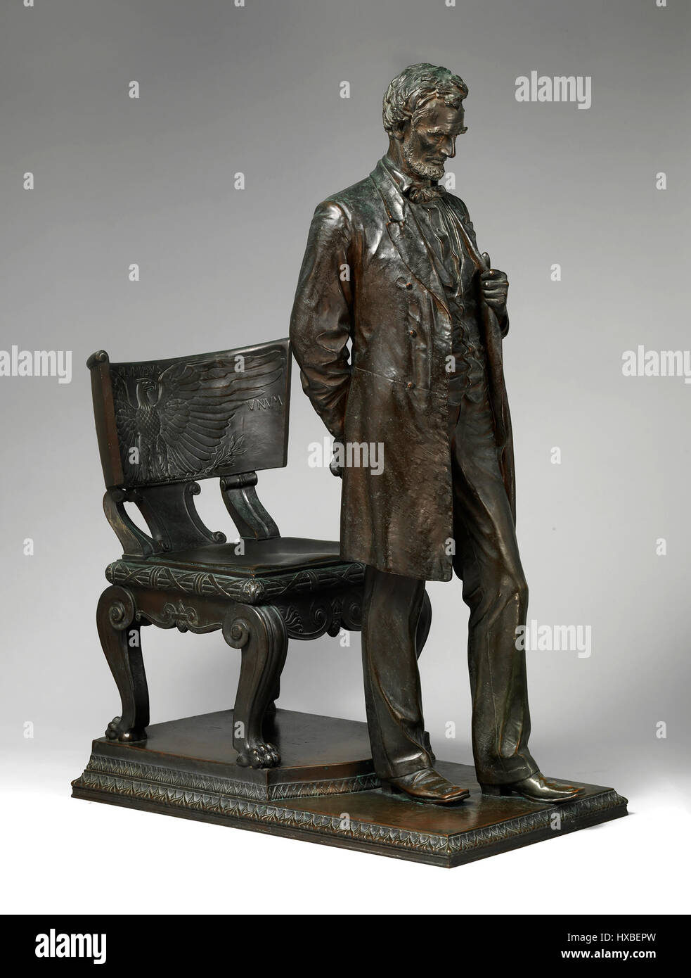 Abraham Lincoln : The Man ( Standing Lincoln ), Bronze Sculpture by Augustus Saint-Gaudens Stock Photo