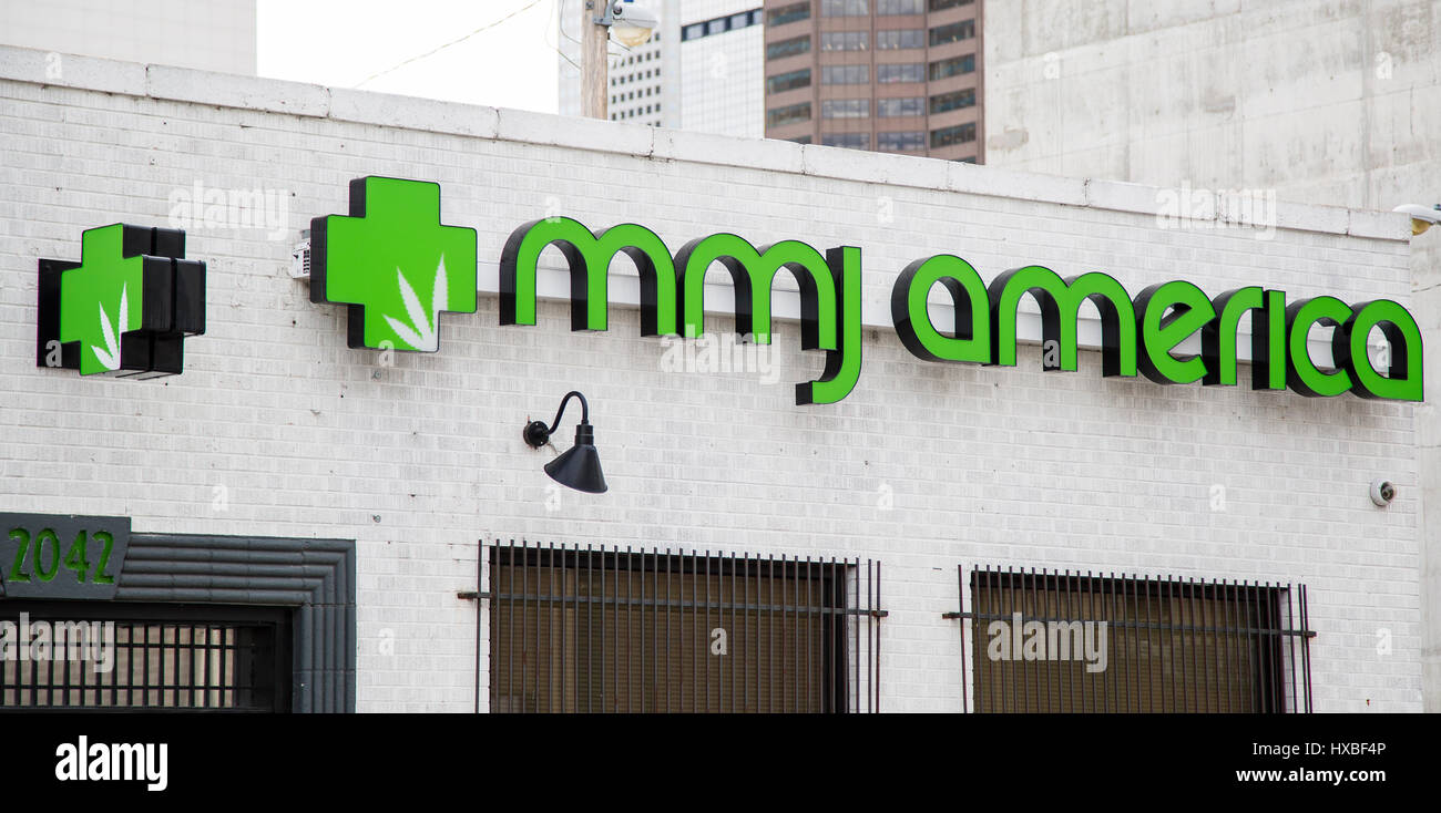 The exterior of a medical marijuana dispensary in Denver, Colorado ...