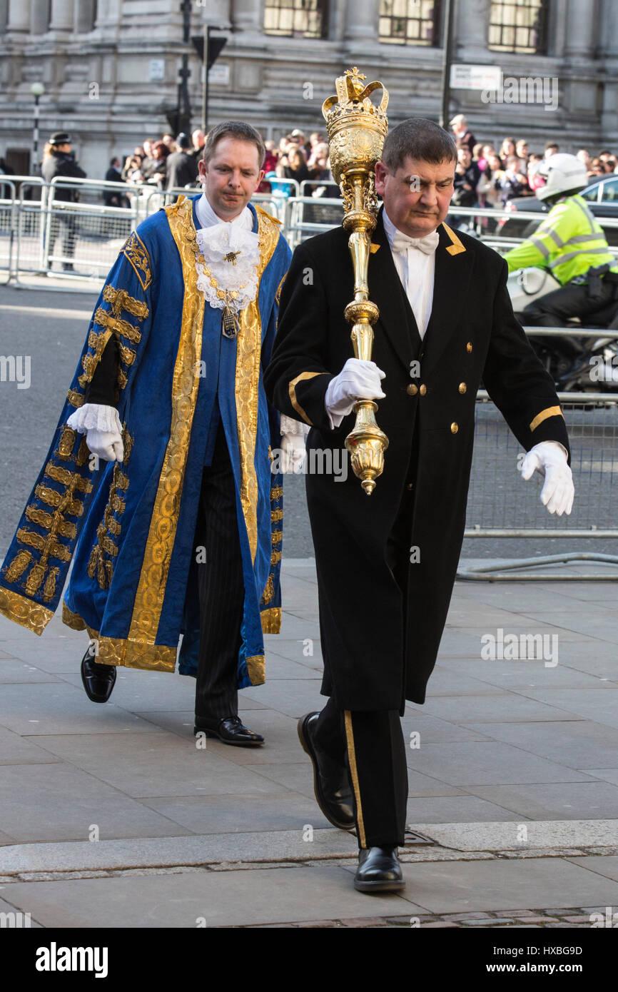 The Lord Mayor of Westminster arrives for the Commonwealth Day service at Westminster Abbey, London, England, United Kingdom Stock Photo