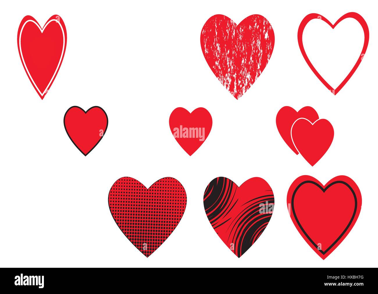 a set of red icon of hearts Stock Vector