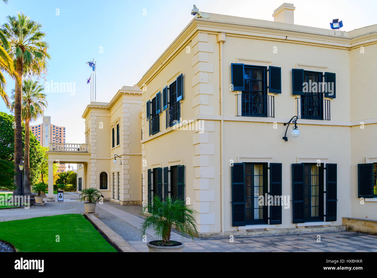 Adelaide, Australia - May 01, 2016: Government House exterior viewed from inside the grounds  during the open day. Stock Photo