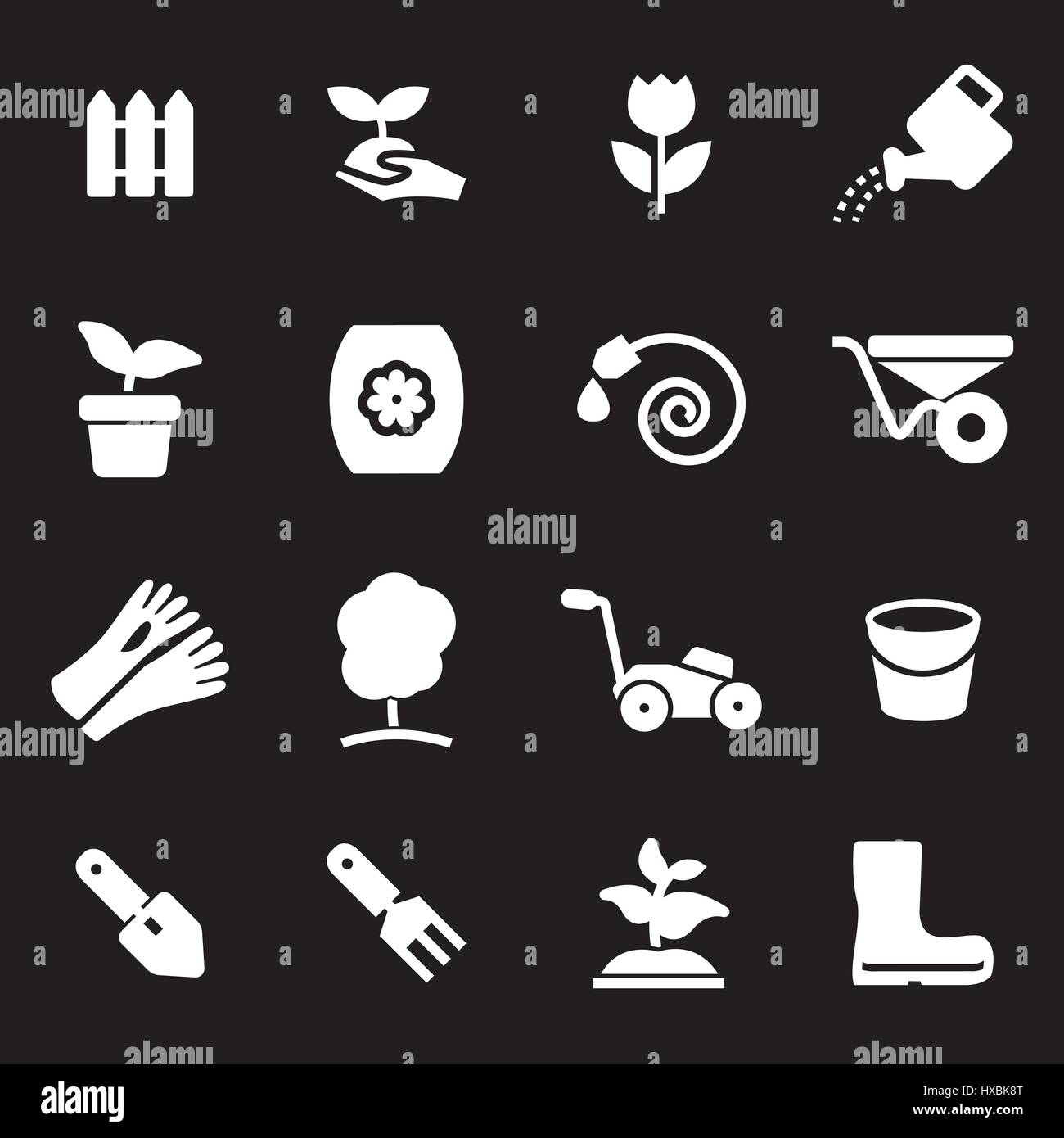 Vector white gardening icons set Stock Vector Image & Art - Alamy