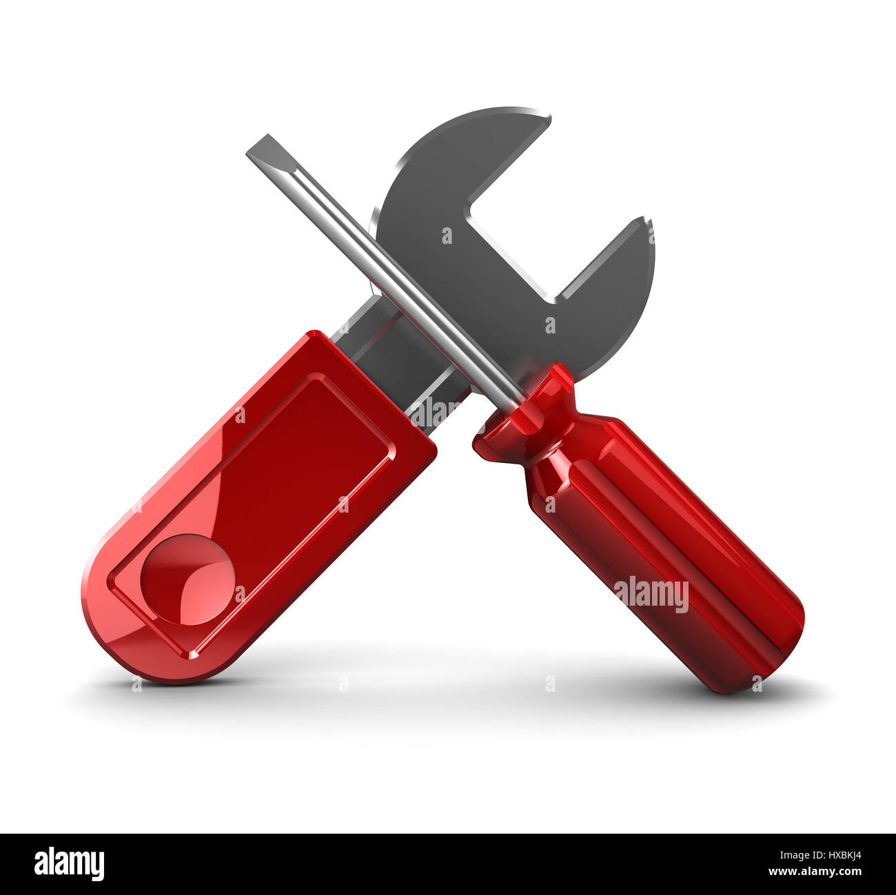 3d illustration of wrench and screwdriver crossed Stock Photo Alamy
