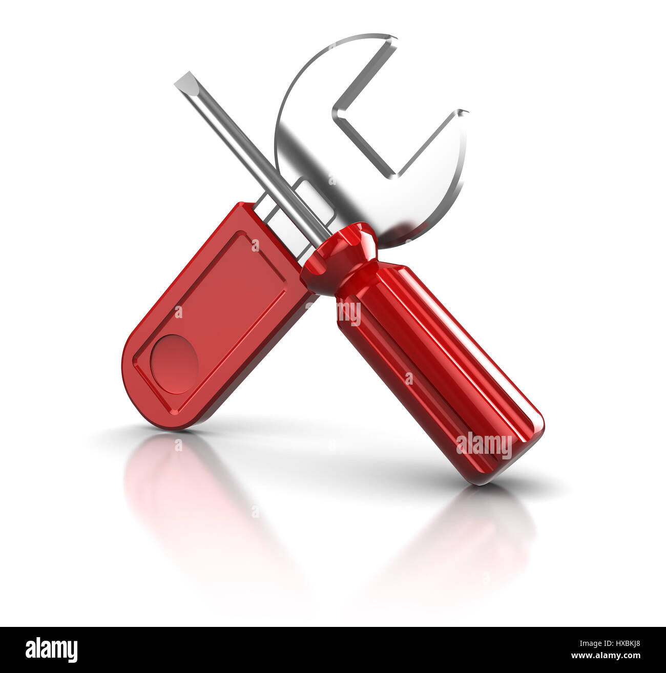 3d illustration of wrench and screwdriver crossed Stock Photo Alamy