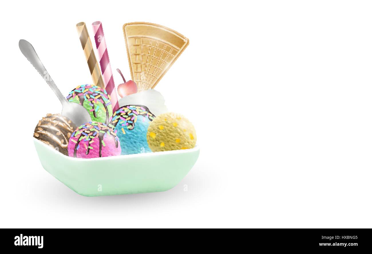 set of a ice cream on a dish vector Stock Vector