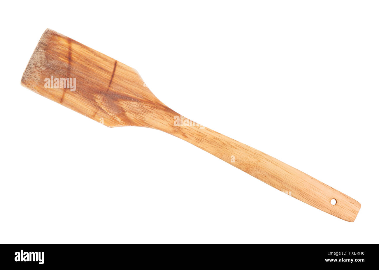 Used wooden spatula isolated Stock Photo Alamy