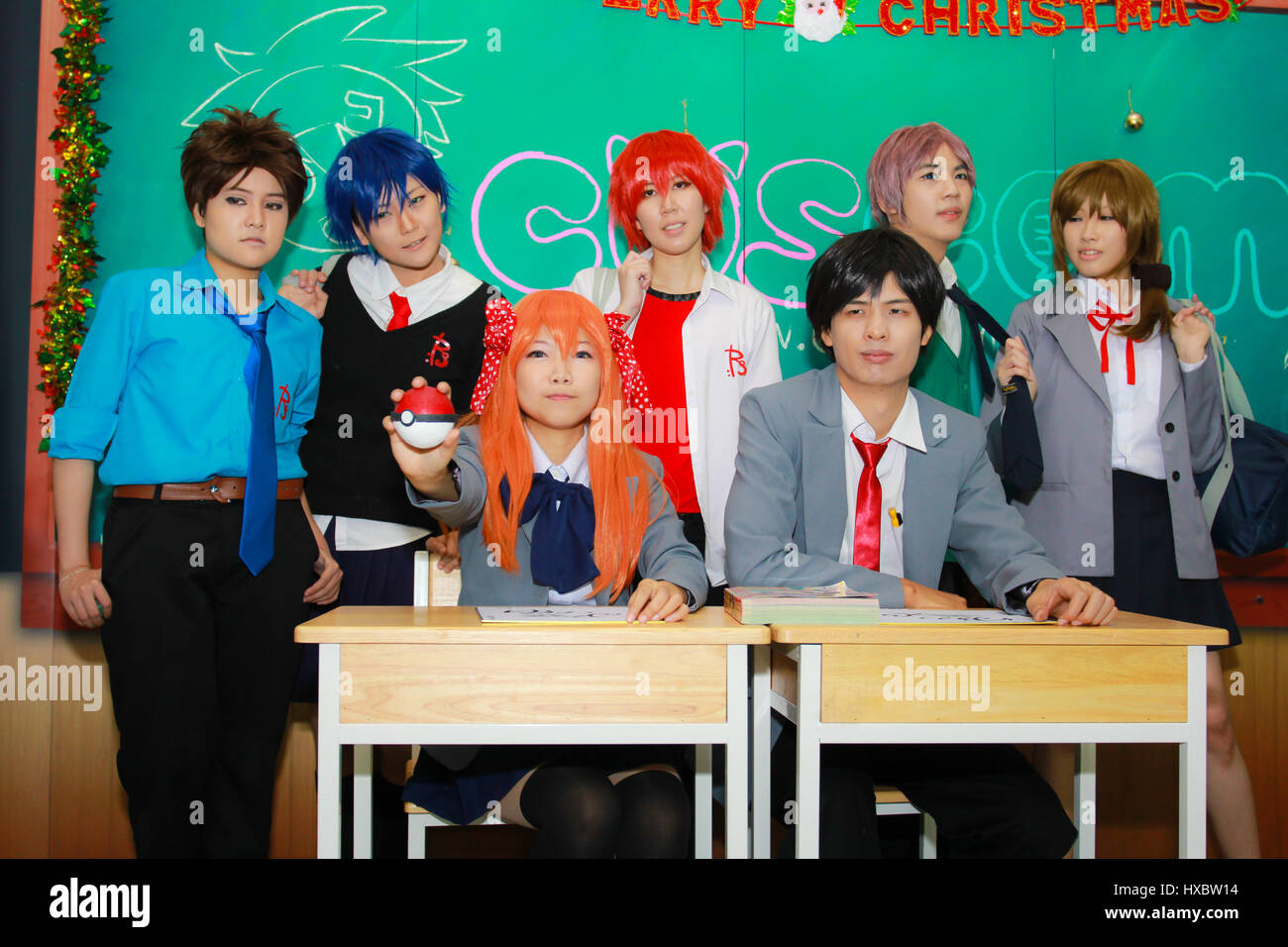 Bangkok - Dec 28: An unidentified Japanese anime cosplay pose in COSCOM ...