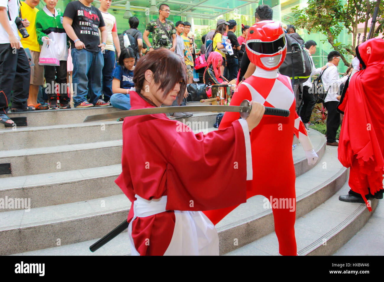 Bangkok - Dec 28: An unidentified Japanese anime cosplay pose in COSCOM ...