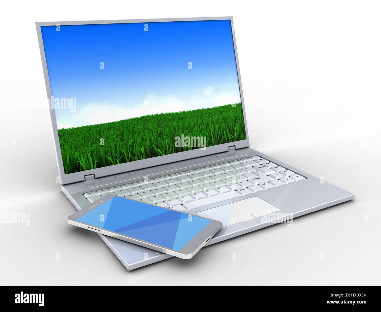 3d illustration of laptop computer Stock Photo - Alamy