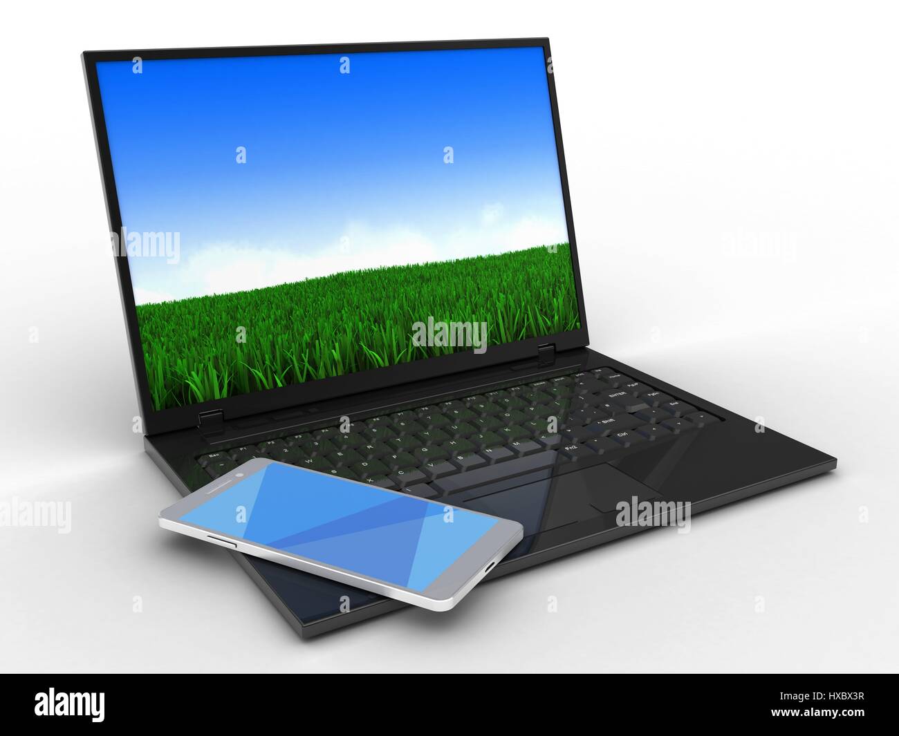 3d illustration of laptop computer Stock Photo - Alamy