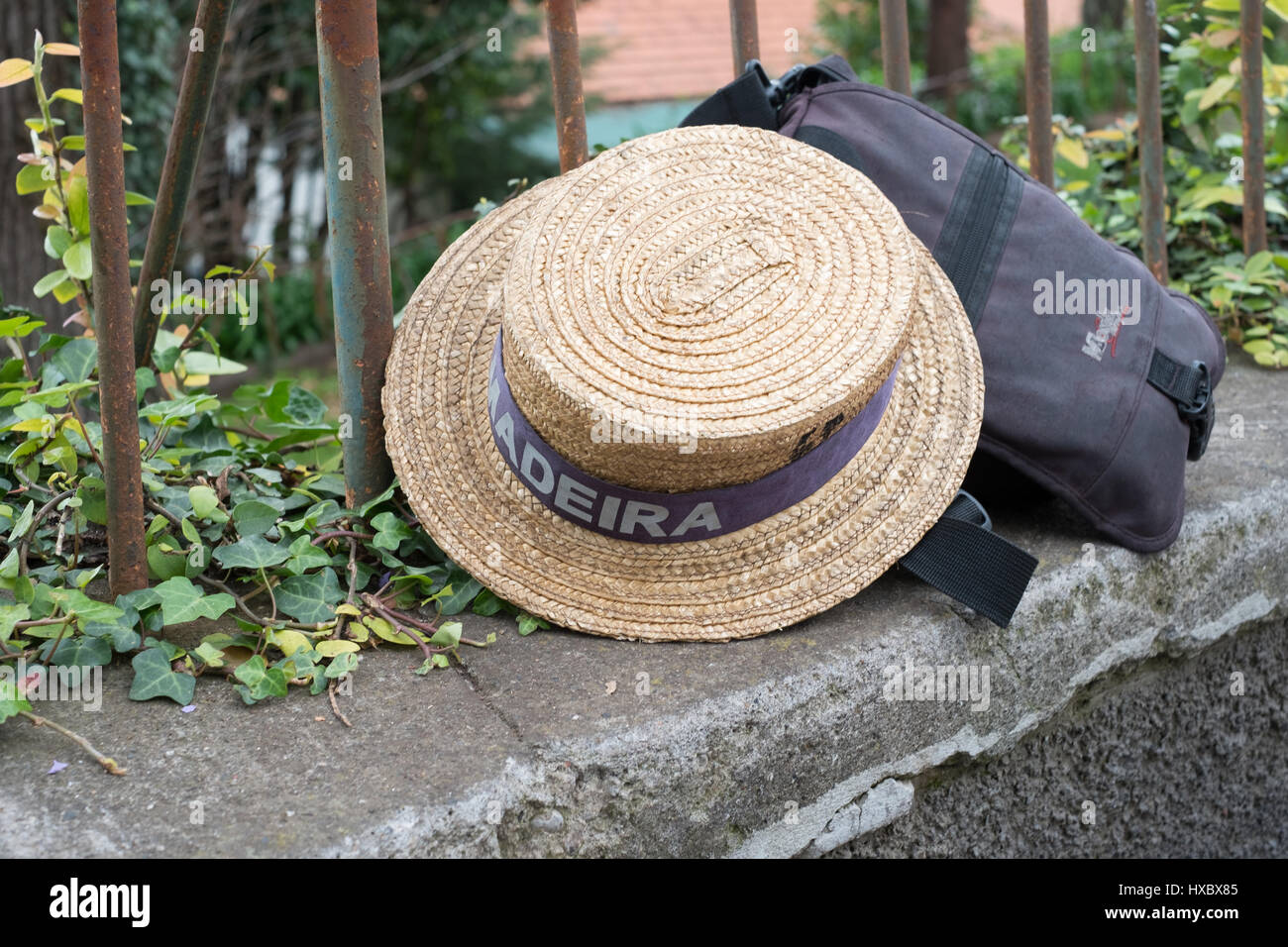 Carreiro straw hat as used on the wooden sleighs/sledges at Monte, Funchal, Madeira Stock Photo