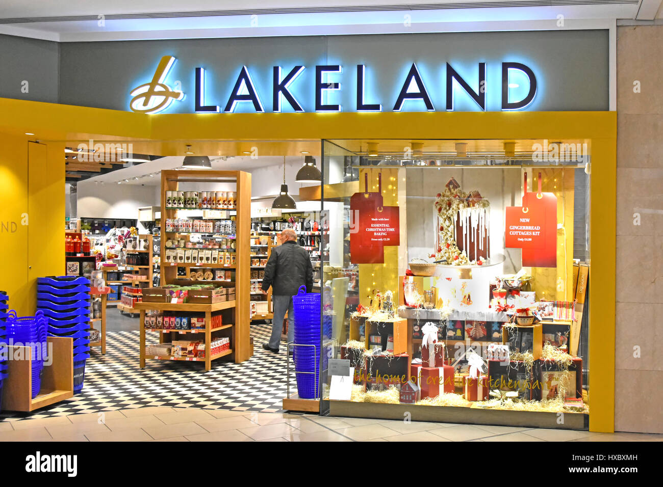 Entrance to Lakeland kitchenware stores in shopping mall in Intu