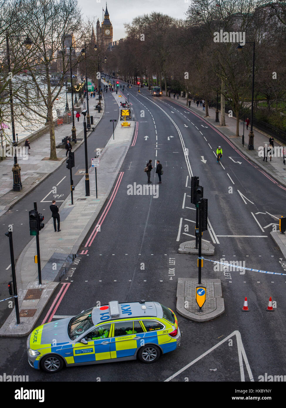empty streets after a terrorism attack in London on 22nd March 2017 Stock Photo