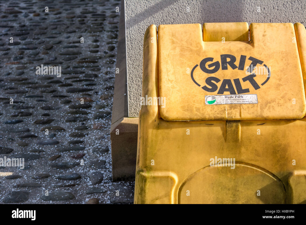 A salt grit container. Stock Photo