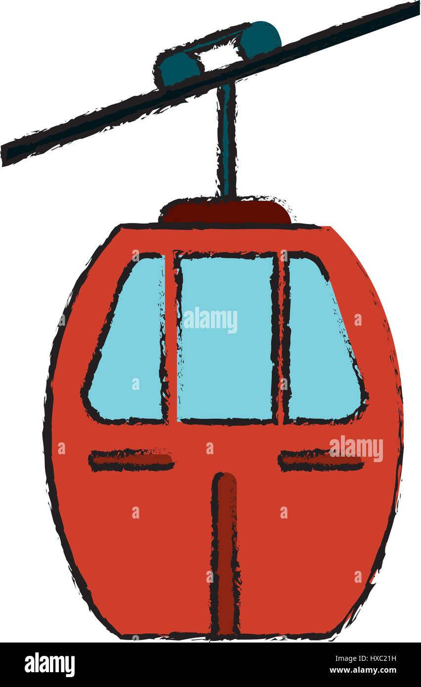 red cable car transport icon Stock Vector