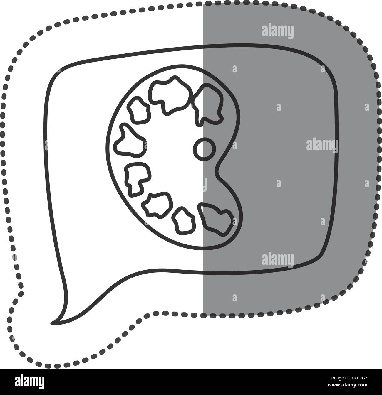 monochrome contour sticker with art palette icon in square speech Stock ...