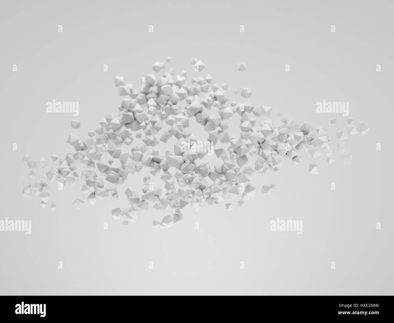 abstract white particle cloud 3d render Stock Photo