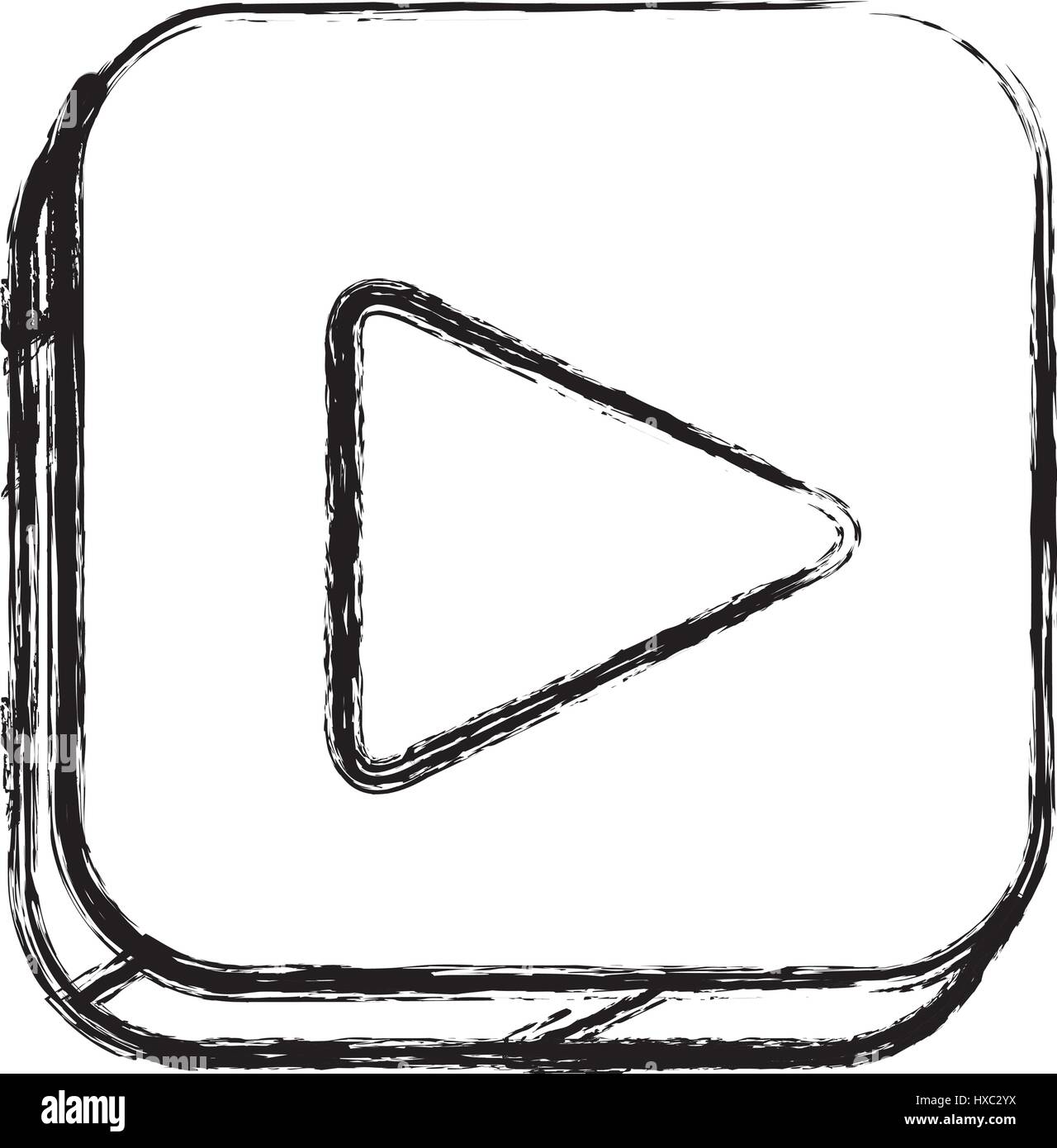 monochrome sketch of square button with play button Stock Vector Image ...