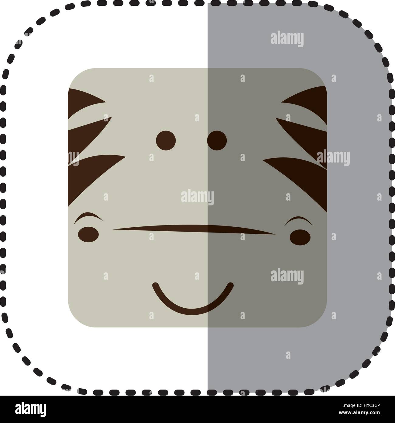 colorful face sticker of zebra face in square frame Stock Vector Image