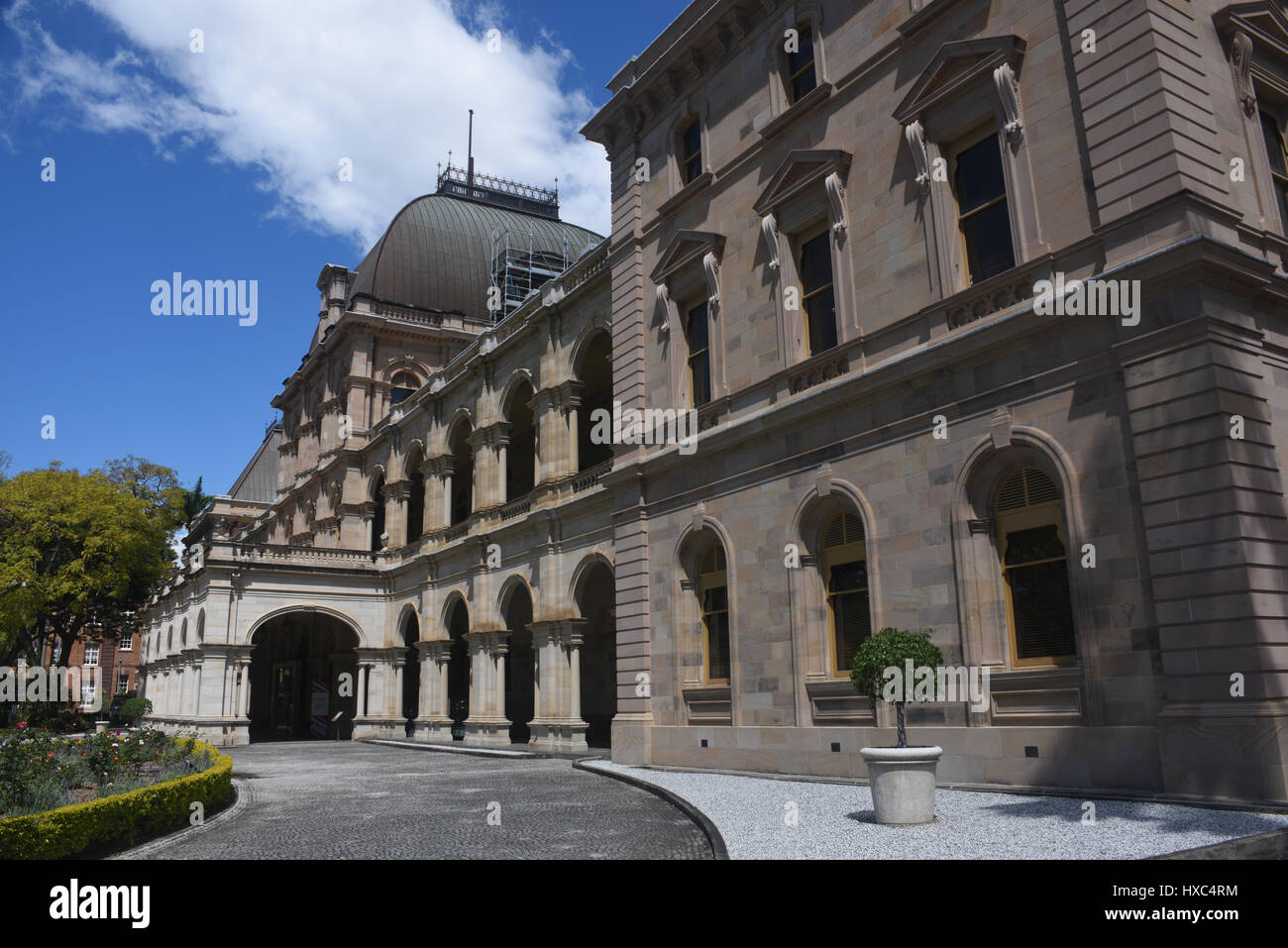 Brisbane, Australia: Classical sandstone Queensland Parliament House in George Street. Stock Photo