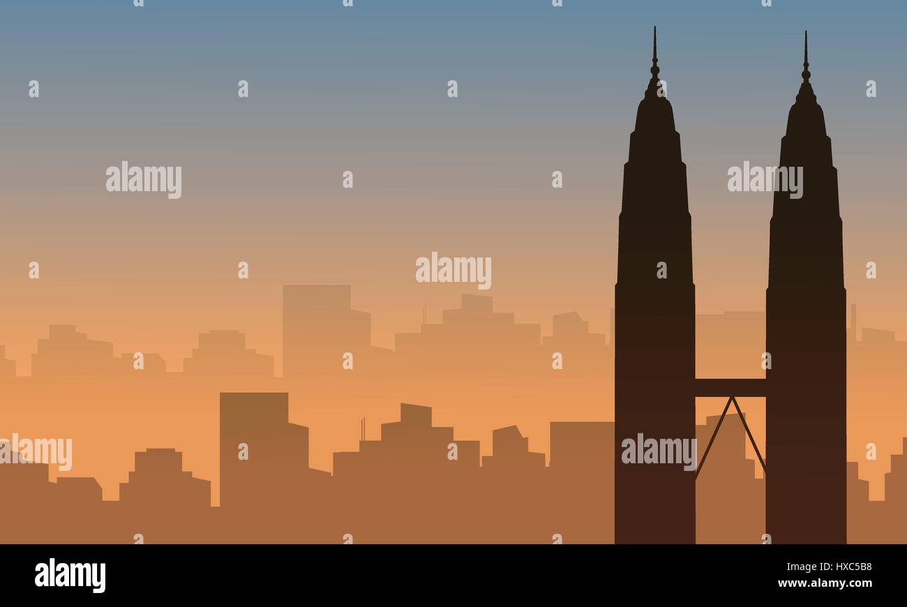 Malaysia city beauty scenery silhouettes Stock Vector Image & Art - Alamy