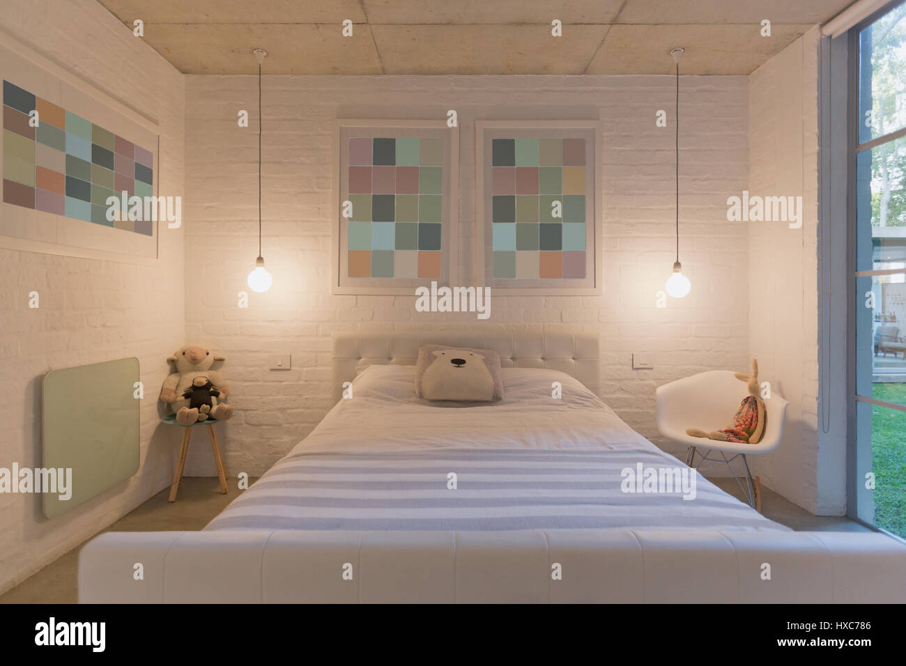Pastel modern luxury home showcase child’s bedroom Stock Photo