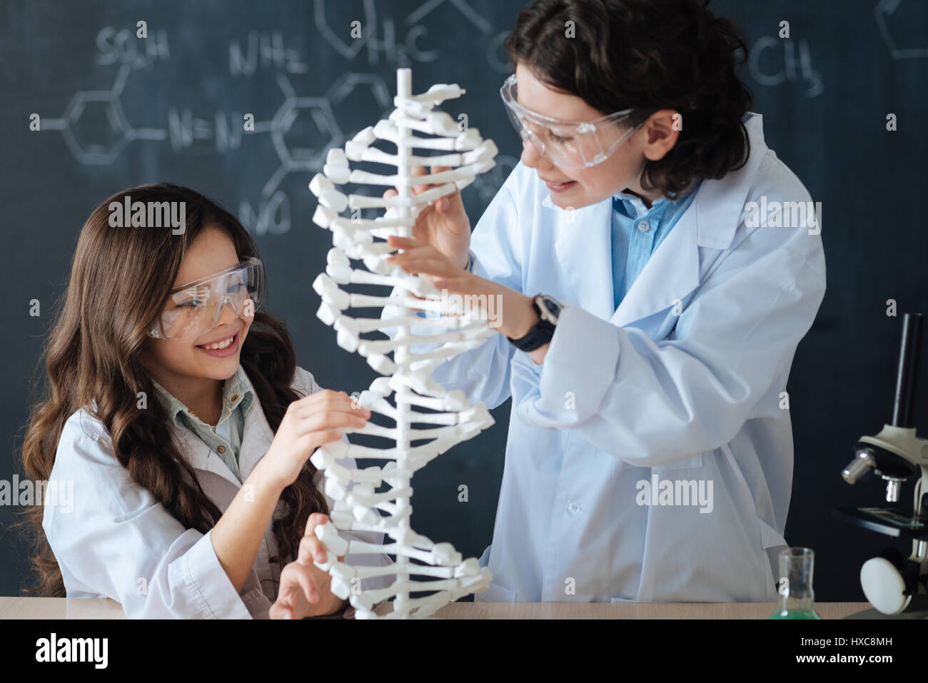 Curious Children Studying Microbiology At School Stock Photo - Alamy