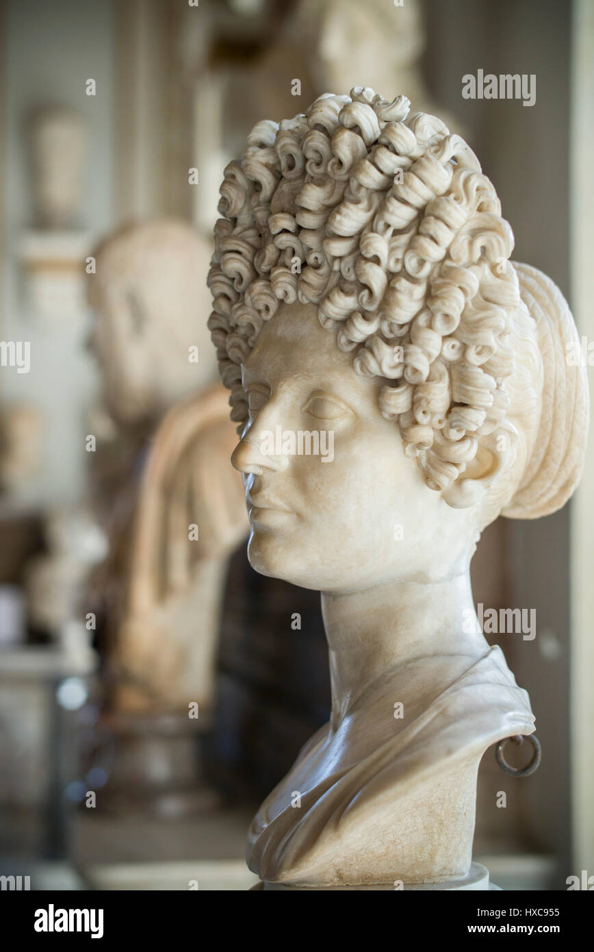 Rome. Italy. Marble portrait bust of a young flavian woman aka the