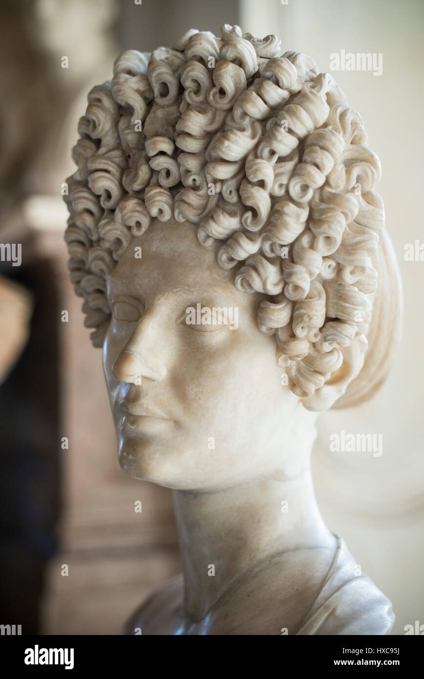 Rome. Italy. Marble portrait bust of a young flavian woman aka the
