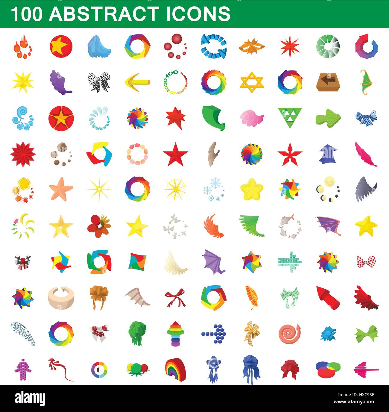 100 abstract icons set, cartoon style Stock Vector Image & Art - Alamy