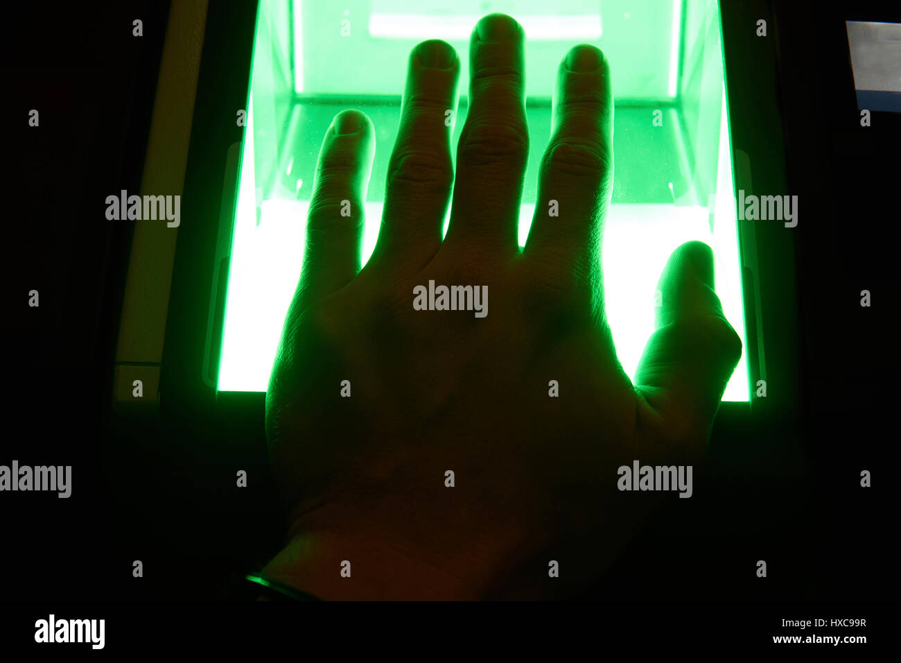 cybersecurity digital fingerprint scanning Stock Photo