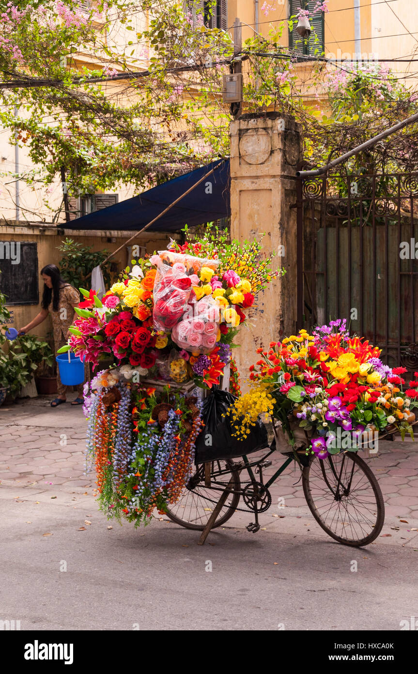 Florist Bicycle With Flowers, Hanoi, Vietnam Stock Photo Alamy
