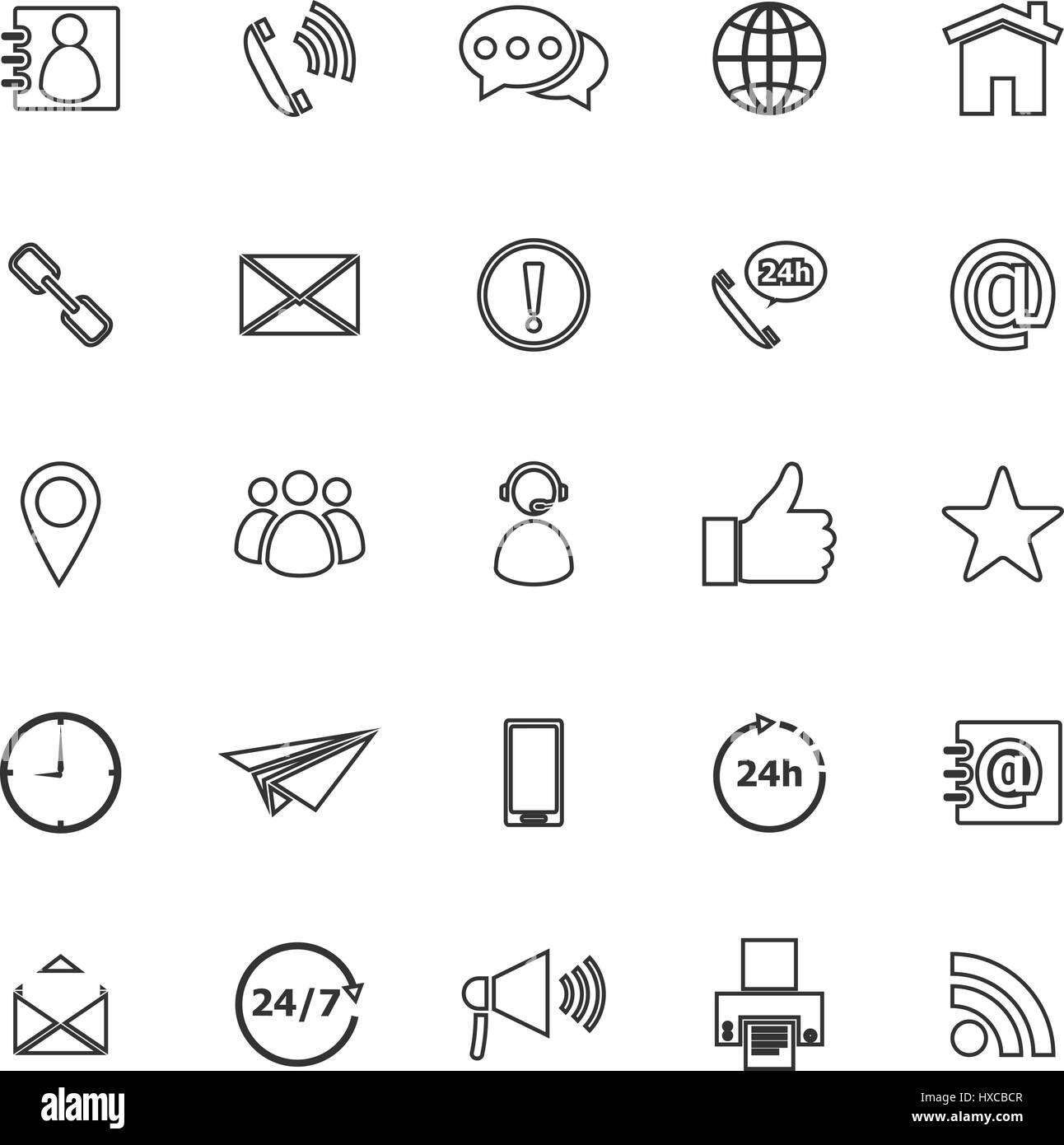 Contact us line icons on white background, stock vector Stock Vector ...