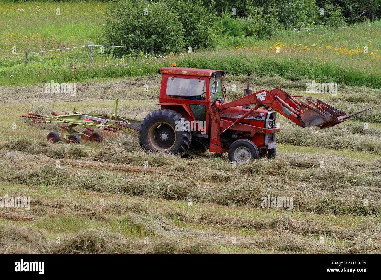 Tractor raking field hi-res stock photography and images - Alamy
