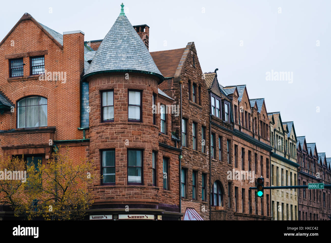 Historic buildings at the intersection of Charles Street and Biddle