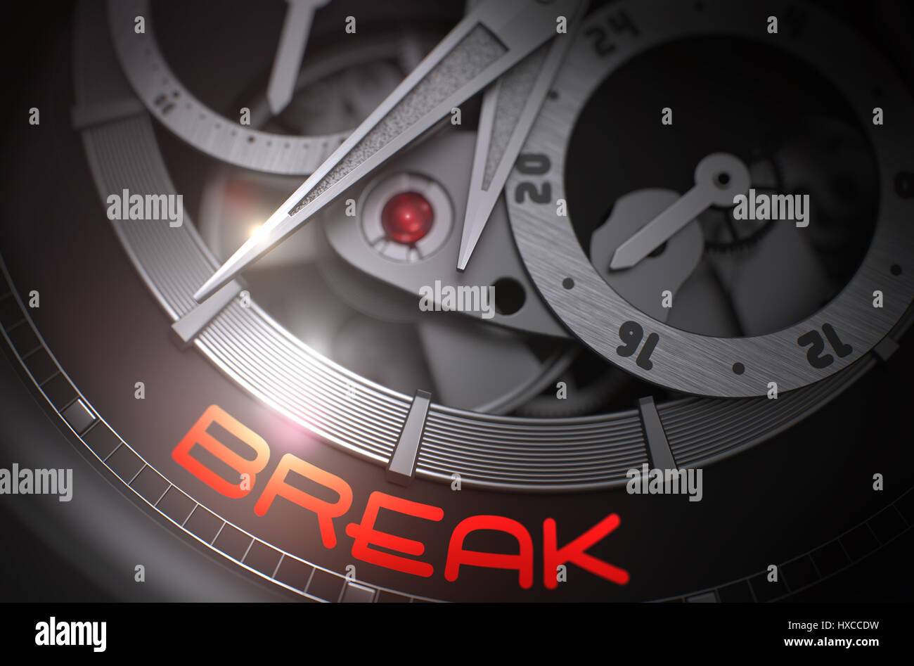 Break on the Fashion Wrist Watch Mechanism. 3D. Stock Photo