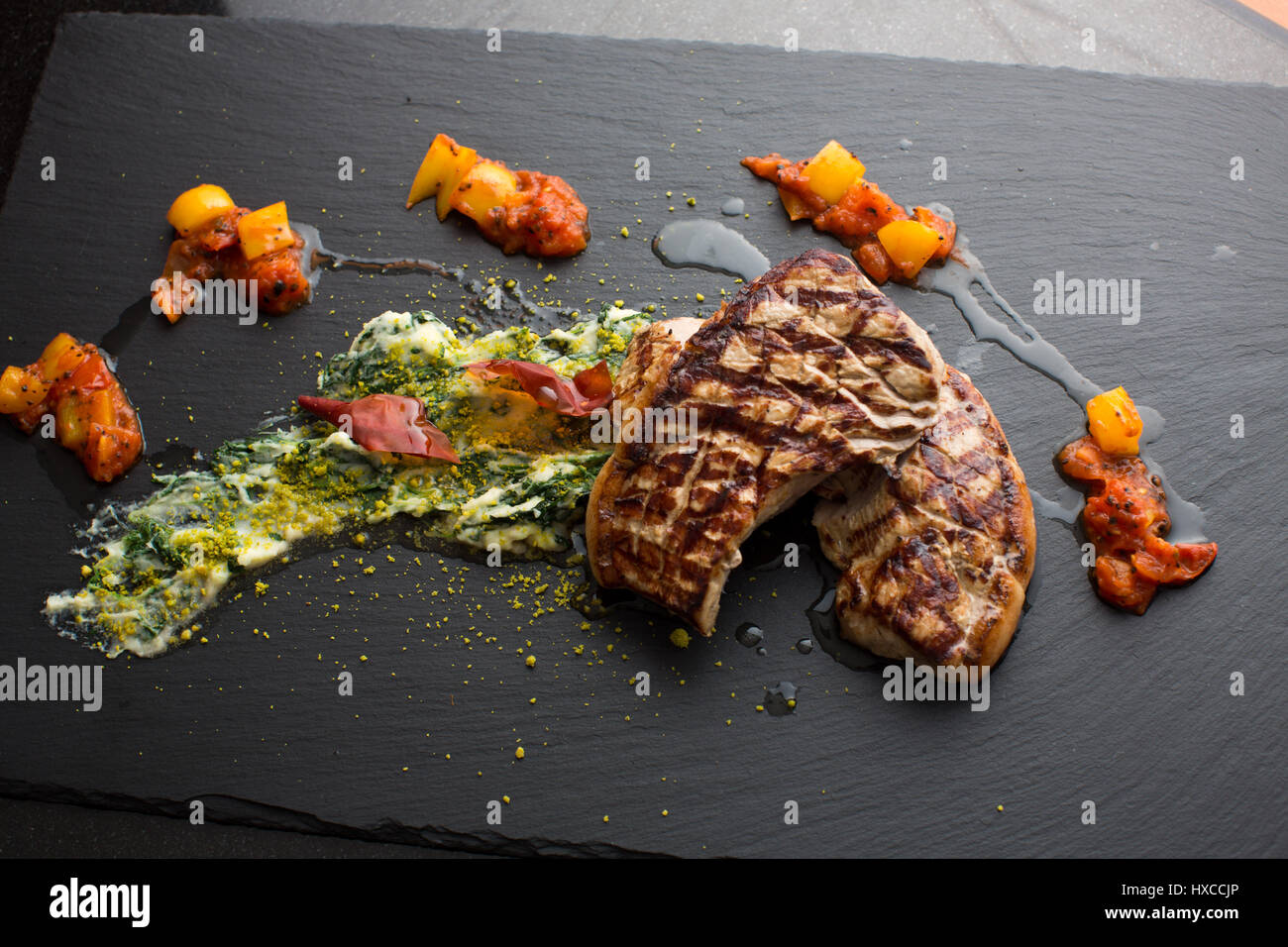 Beautifully served steak Stock Photo