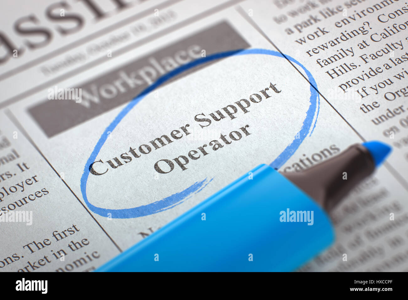 Customer Support Operator Wanted. 3d. Stock Photo