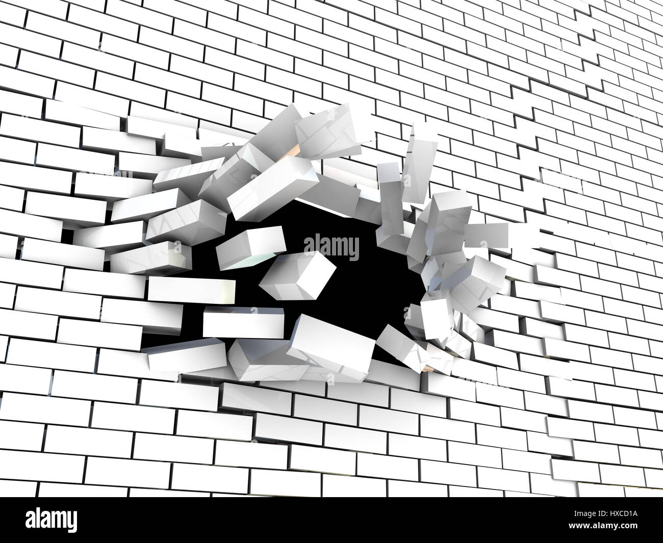 White brick wall breaking hires stock photography and images Alamy
