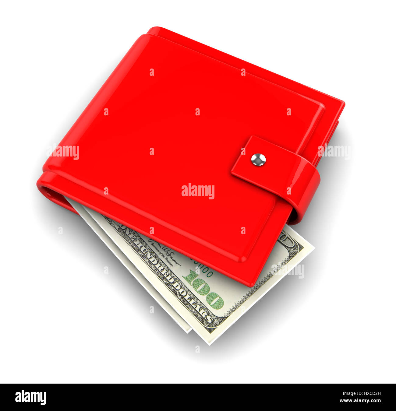 3d illustration of red wallet with 100 dollars banknote Stock Photo Alamy
