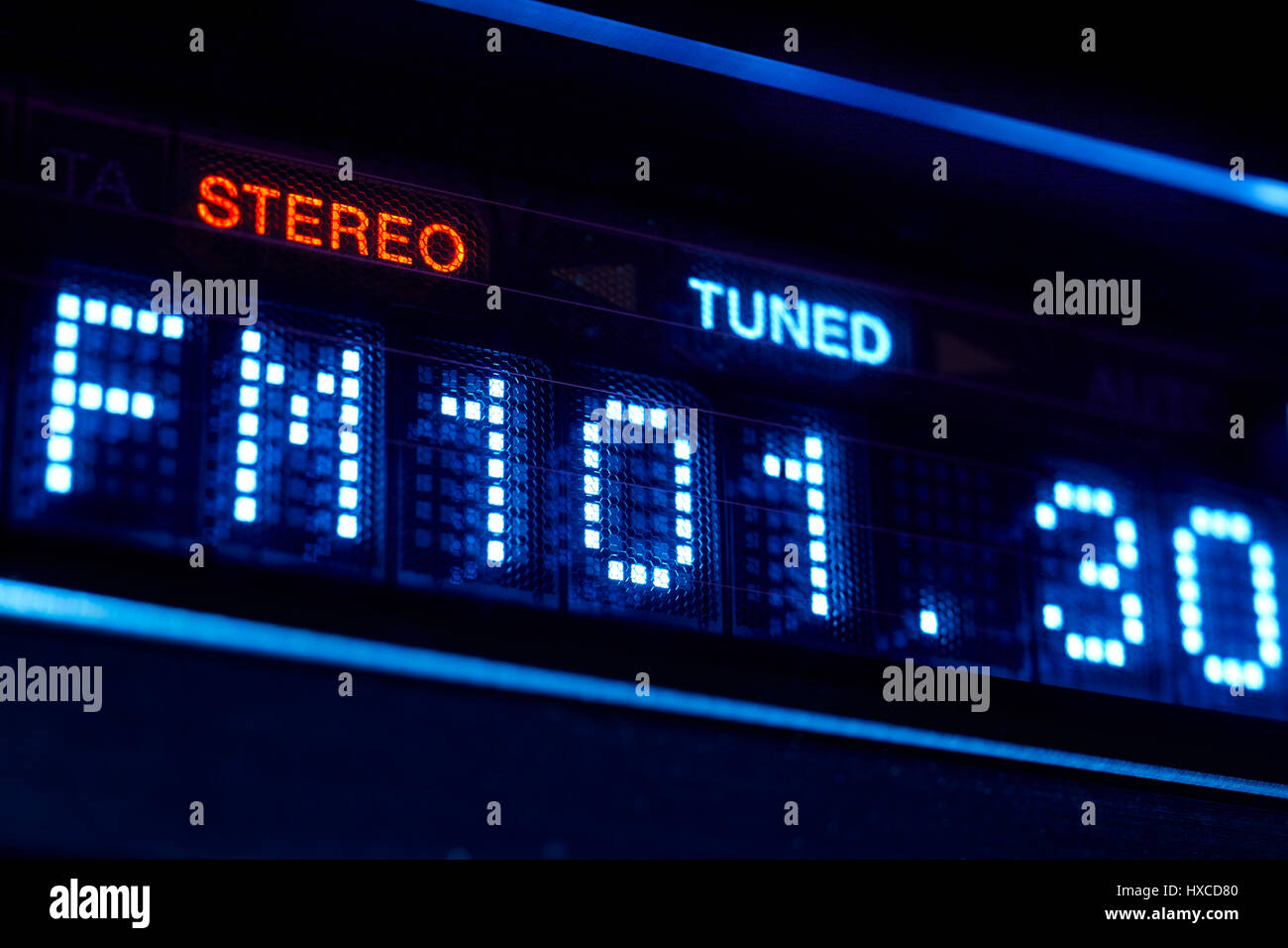 FM tuner radio display. Stereo digital frequency station tuned. Horizontal  Stock Photo - Alamy