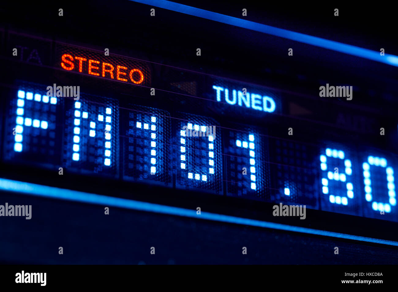 FM tuner radio display. Stereo digital frequency station tuned. Horizontal  Stock Photo - Alamy