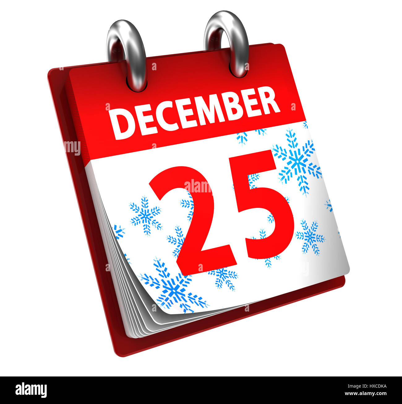 3d illustration of calendar with 25 december page open Stock Photo - Alamy