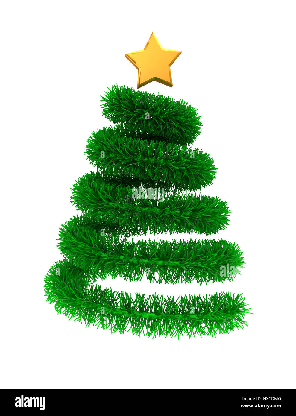 3d illustration of green christmas tree with golden star Stock Photo ...