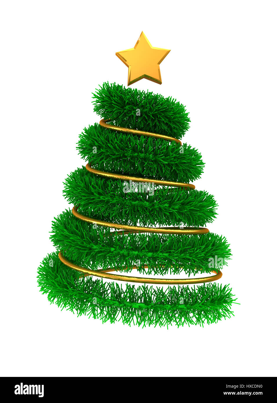 3d illustration of christmas tree with golden decorations Stock Photo ...