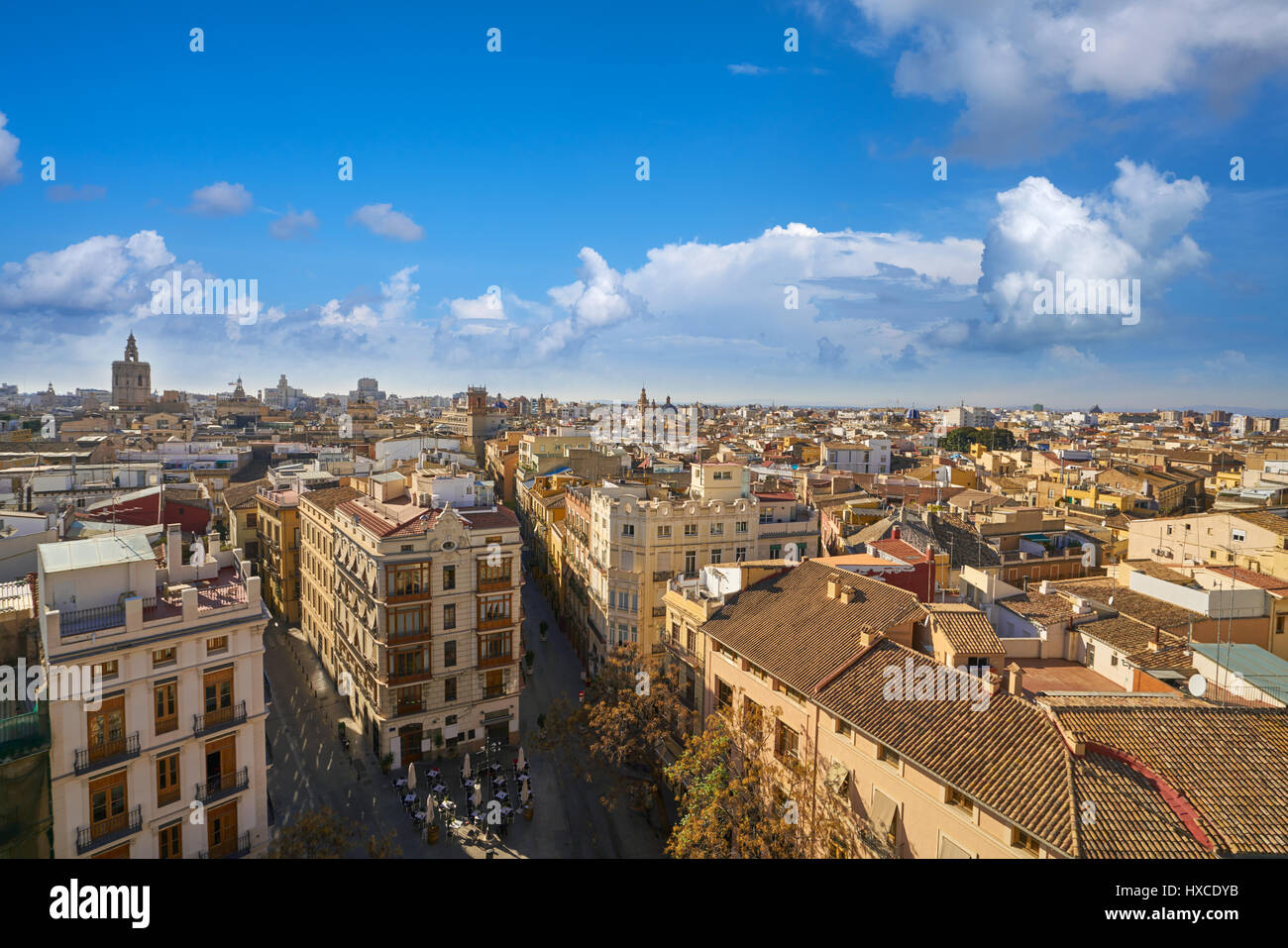 Valencia skyline old town aerial view in Spain Stock Photo - Alamy